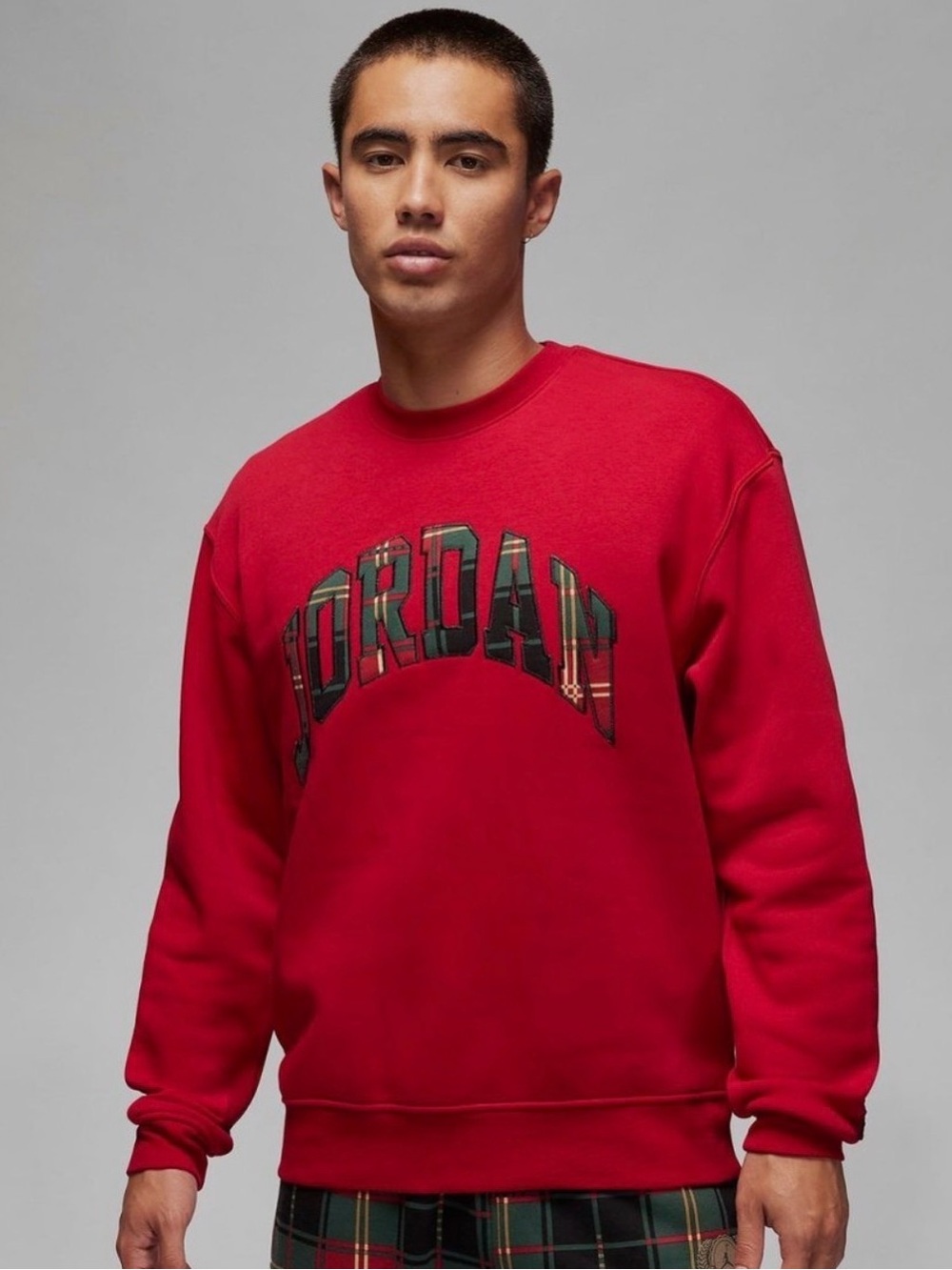 Jordan Brand Red Plaid Holiday Sweatshirt Size S